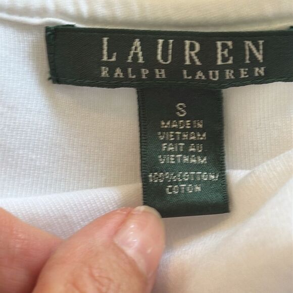 Ralph Lauren Nautical Look White & Dark Navy Cotton Knit Top -3/4 Sleeve Blouse - Picture 7 of 8